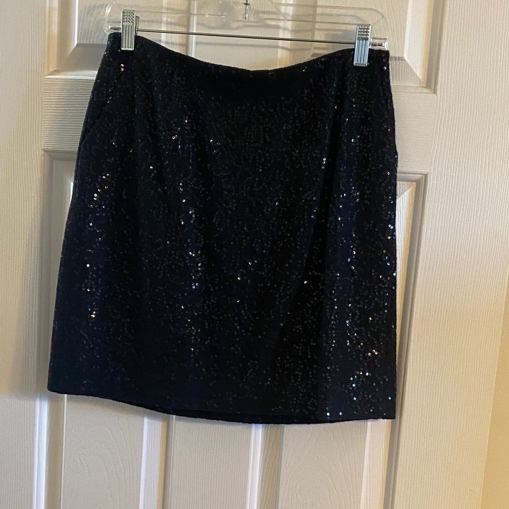Ann Taylor Elegant Black Sequin Skirt
